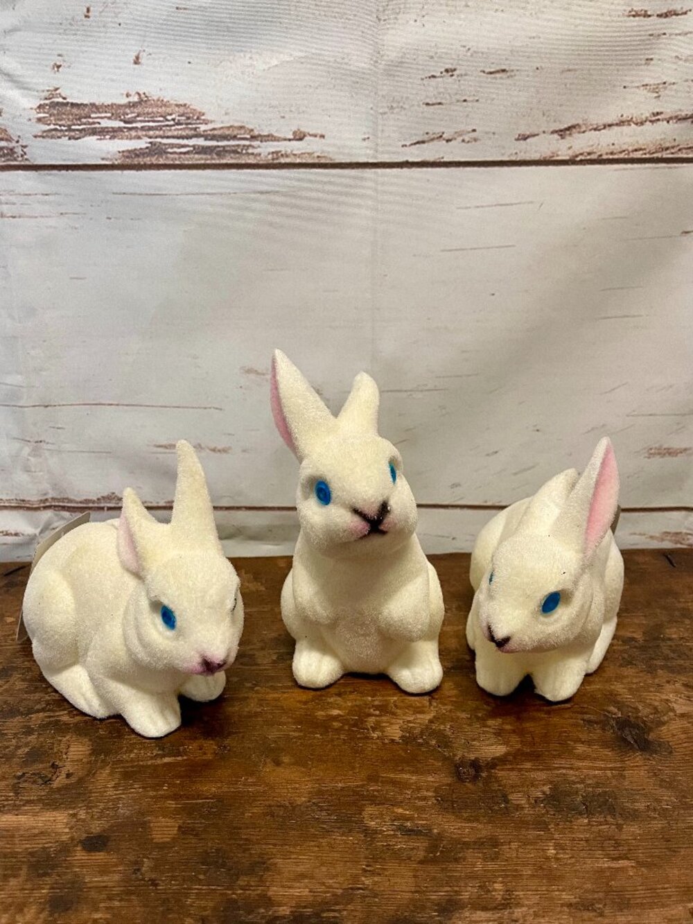 Vintage flocked bunny bank